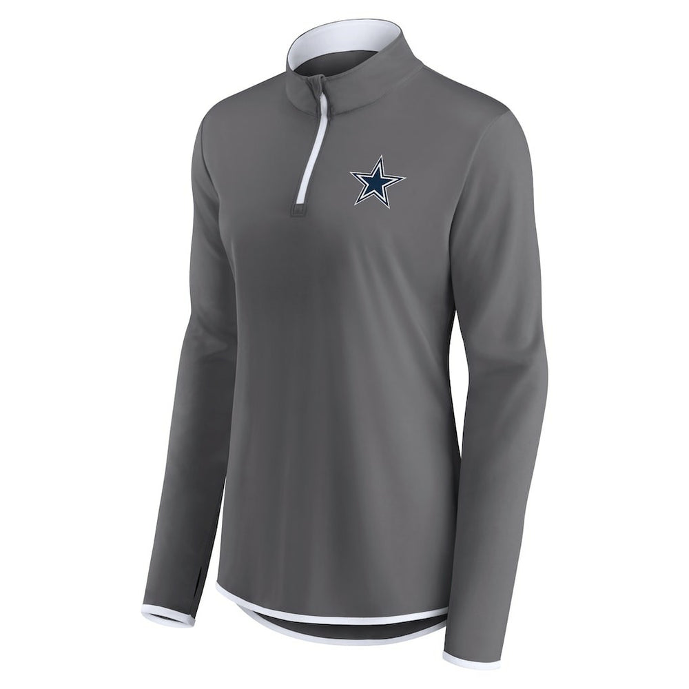 Dallas Cowboys Women's Corner Long Sleeve 1/4 Zip Top Gray