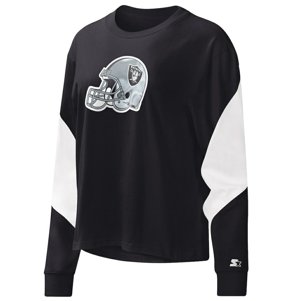 Las Vegas Raiders Starter Women's Insight Crop Tri-Blend Long Sleeve T-Shirt Black