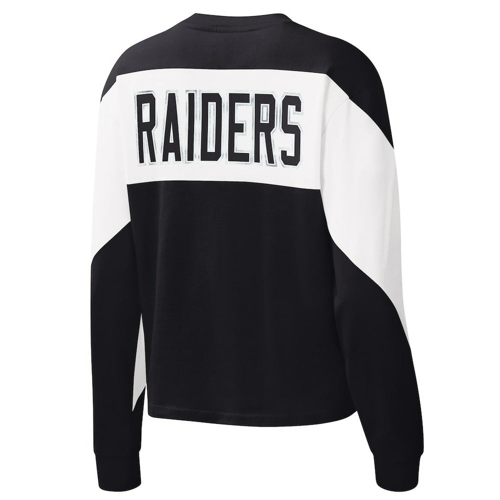 Las Vegas Raiders Starter Women's Insight Crop Tri-Blend Long Sleeve T-Shirt Black