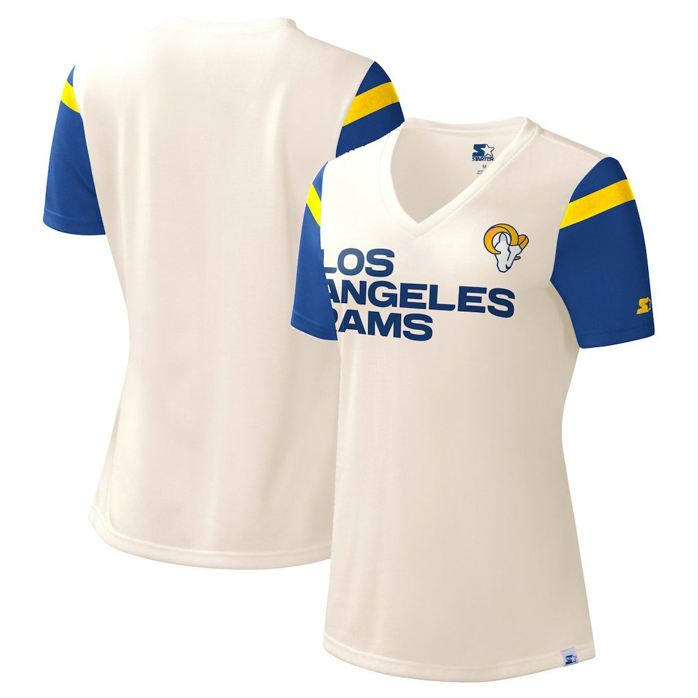 Los Angeles Rams Starter Women's Kick Start V-Neck T-Shirt White