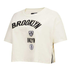 Brooklyn Nets Pro Standard Women's Retro Classic Cropped Boxy T-Shirt Cream