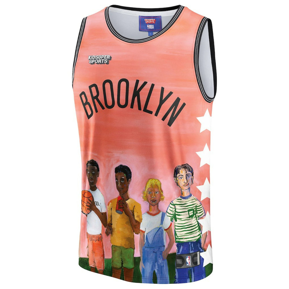 Brooklyn Nets NBA & KidSuper Studios Unisex Hometown Jersey Coral