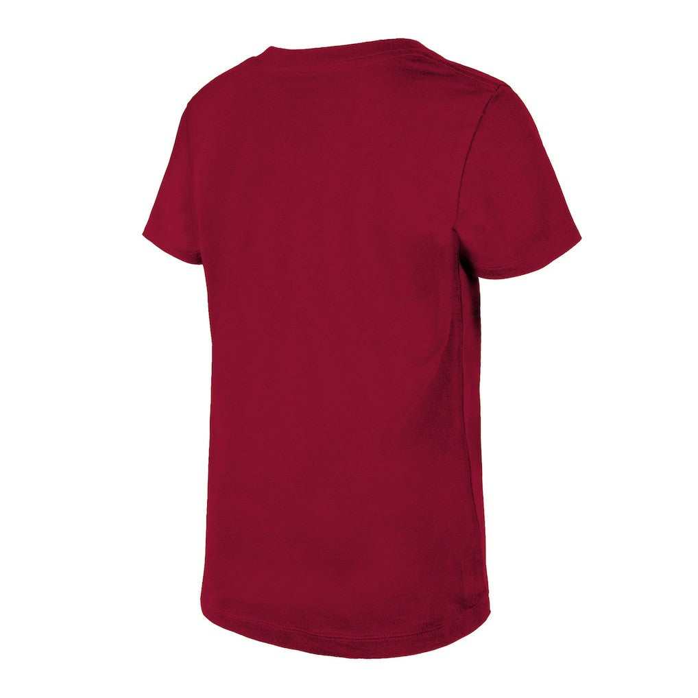 Washington Commanders New Era Girls Youth Reverse Sequin V-Neck T-Shirt Burgundy
