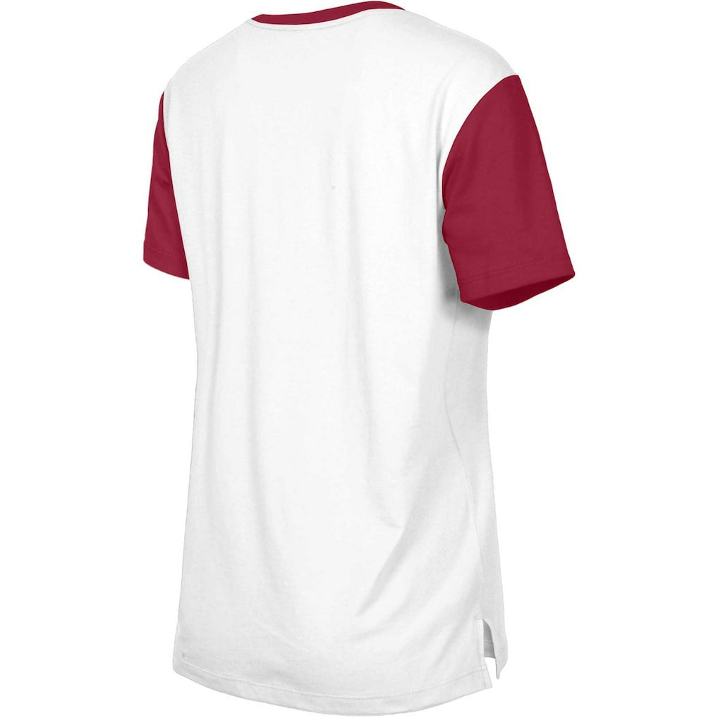Arizona Cardinals New Era Women's Third Down Colorblock T-Shirt White/Cardinal