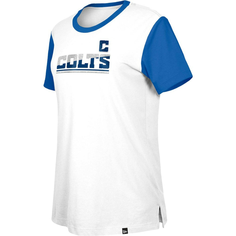 Indianapolis Colts New Era Women's Third Down Colorblock T-Shirt White/Royal