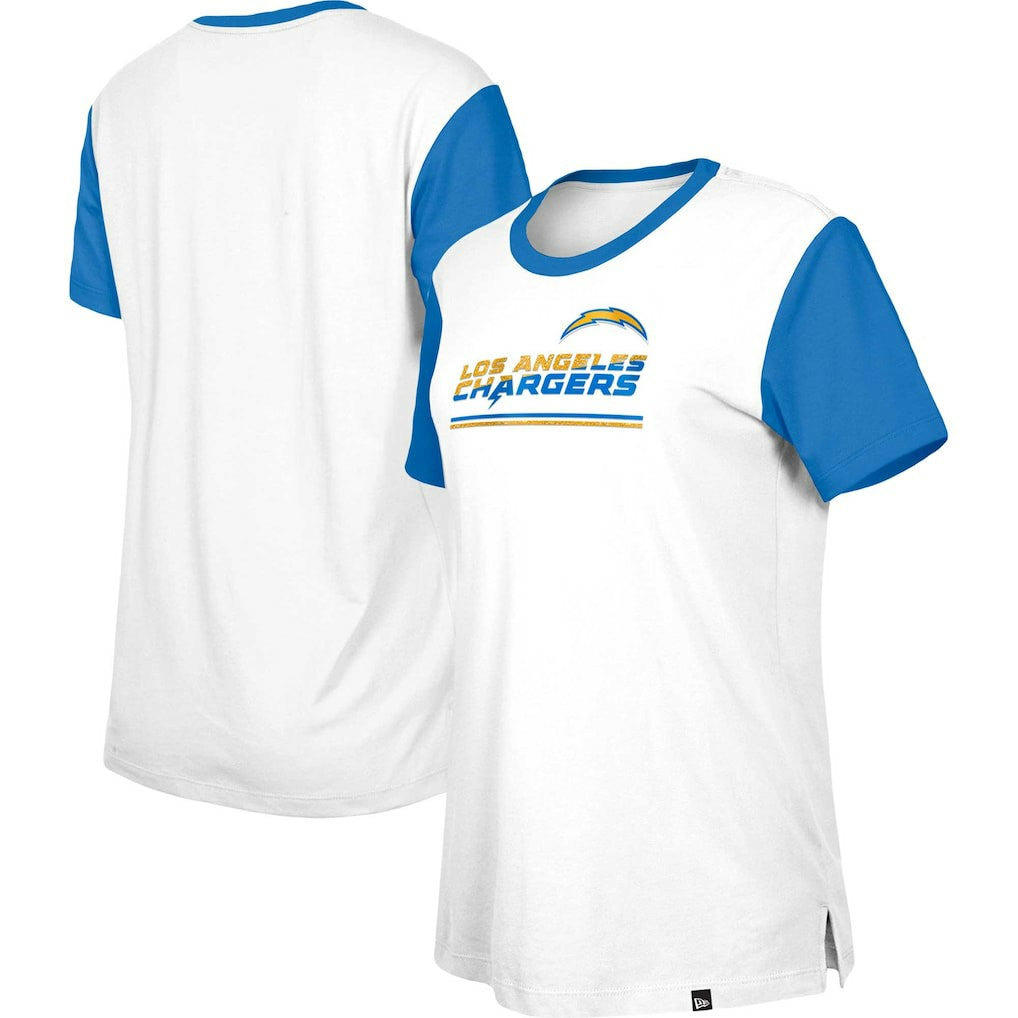 Los Angeles Chargers New Era Women's Third Down Colorblock T-Shirt White/Blue