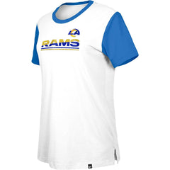 Los Angeles Rams New Era Women's Third Down Colorblock T-Shirt White/Royal