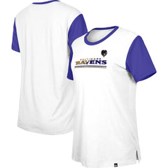 Baltimore Ravens New Era Women's Third Down Colorblock T-Shirt White/Purple