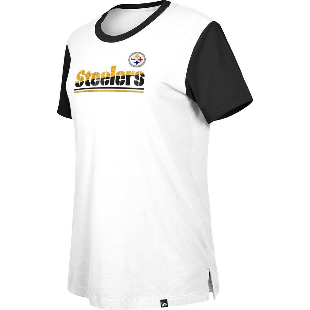 Pittsburgh Steelers New Era Women's Third Down Colorblock T-Shirt White/Black
