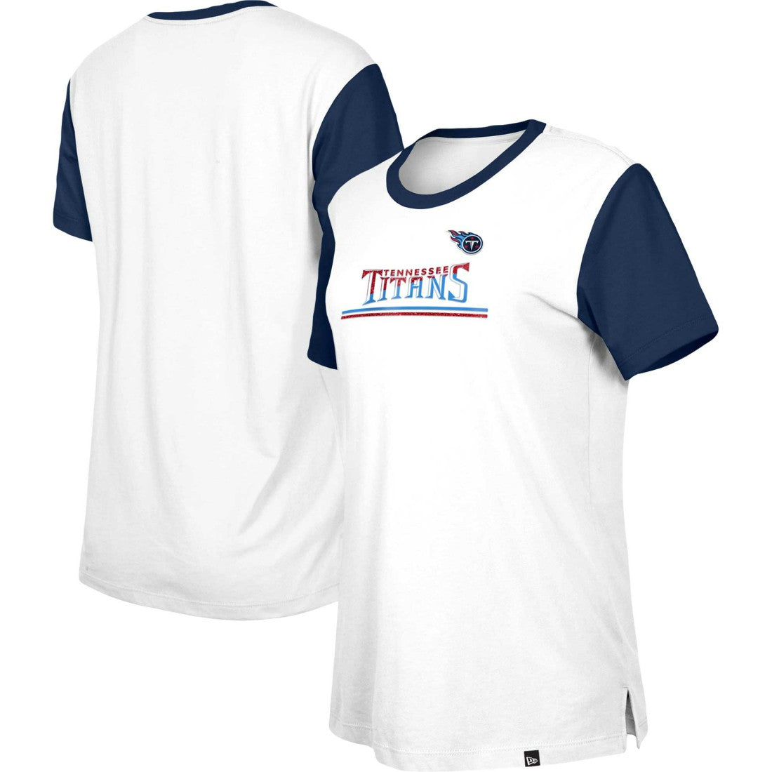 Tennessee Titans New Era Women's Third Down Colorblock T-Shirt White/Navy