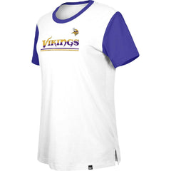 Minnesota Vikings New Era Women's Third Down Colorblock T-Shirt White/Purple