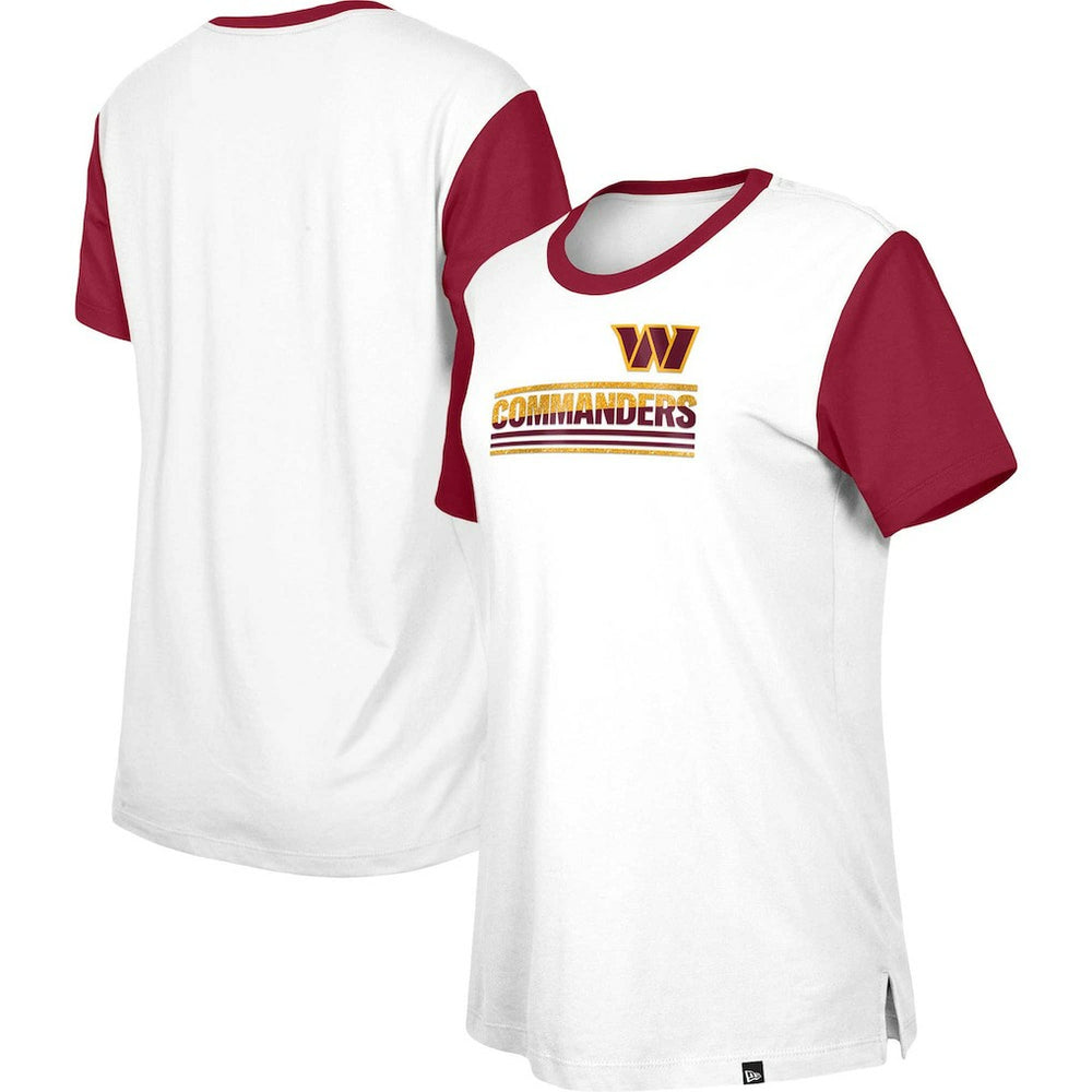 Washington Commanders New Era Women's Third Down Colorblock T-Shirt White/Burgundy