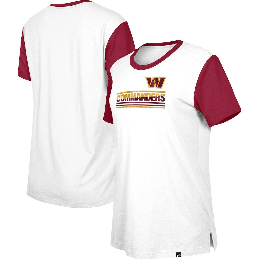 Washington Commanders New Era Women's Third Down Colorblock T-Shirt White/Burgundy