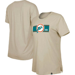 Miami Dolphins New Era Women's Third Down Historic T-Shirt Tan