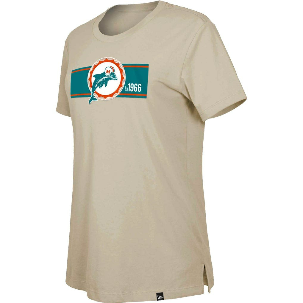 Miami Dolphins New Era Women's Third Down Historic T-Shirt Tan