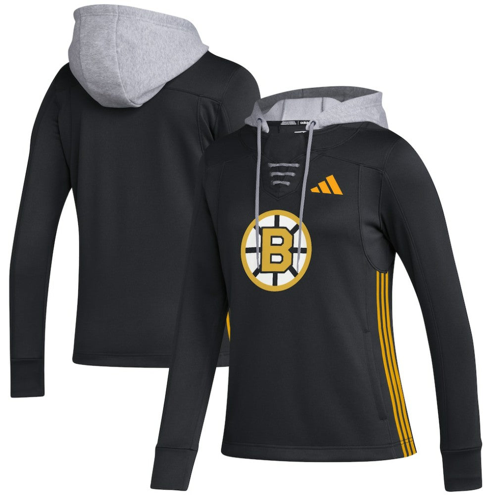 NHL Boston Bruins adidas Women's Refresh Skate Lace AEROREADY Pullover Hoodie - Black