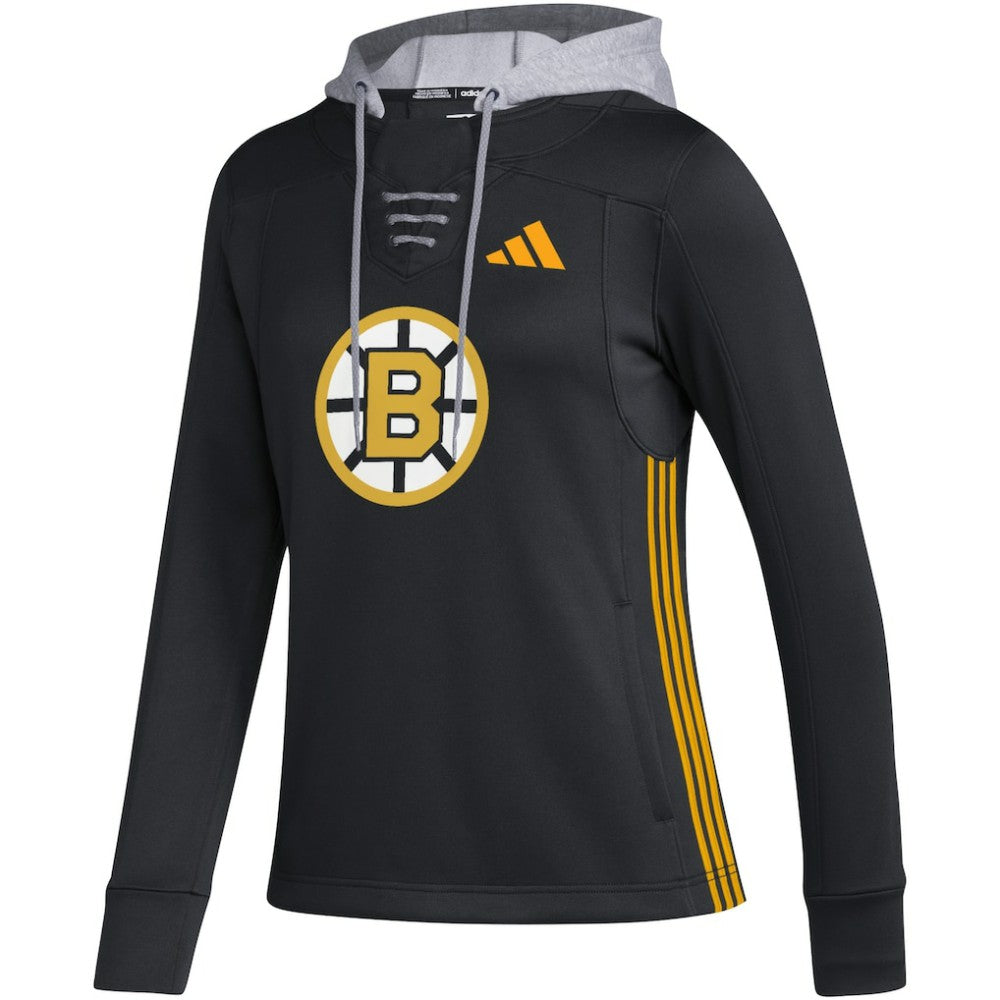 NHL Boston Bruins adidas Women's Refresh Skate Lace AEROREADY Pullover Hoodie - Black