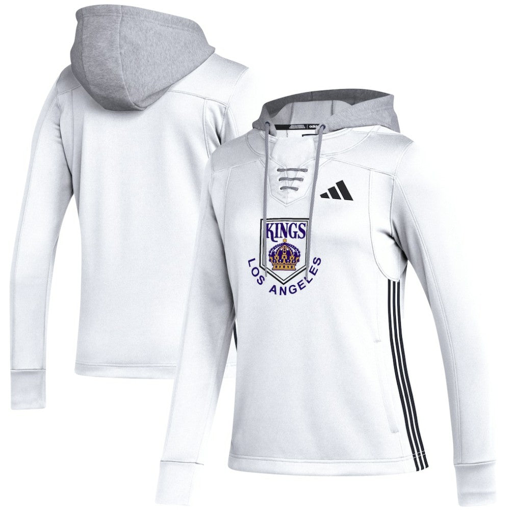 NHL Los Angeles Kings adidas Women's Refresh Skate Lace AEROREADY Pullover Hoodie - White