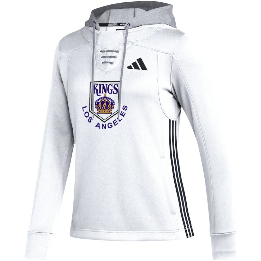 NHL Los Angeles Kings adidas Women's Refresh Skate Lace AEROREADY Pullover Hoodie - White
