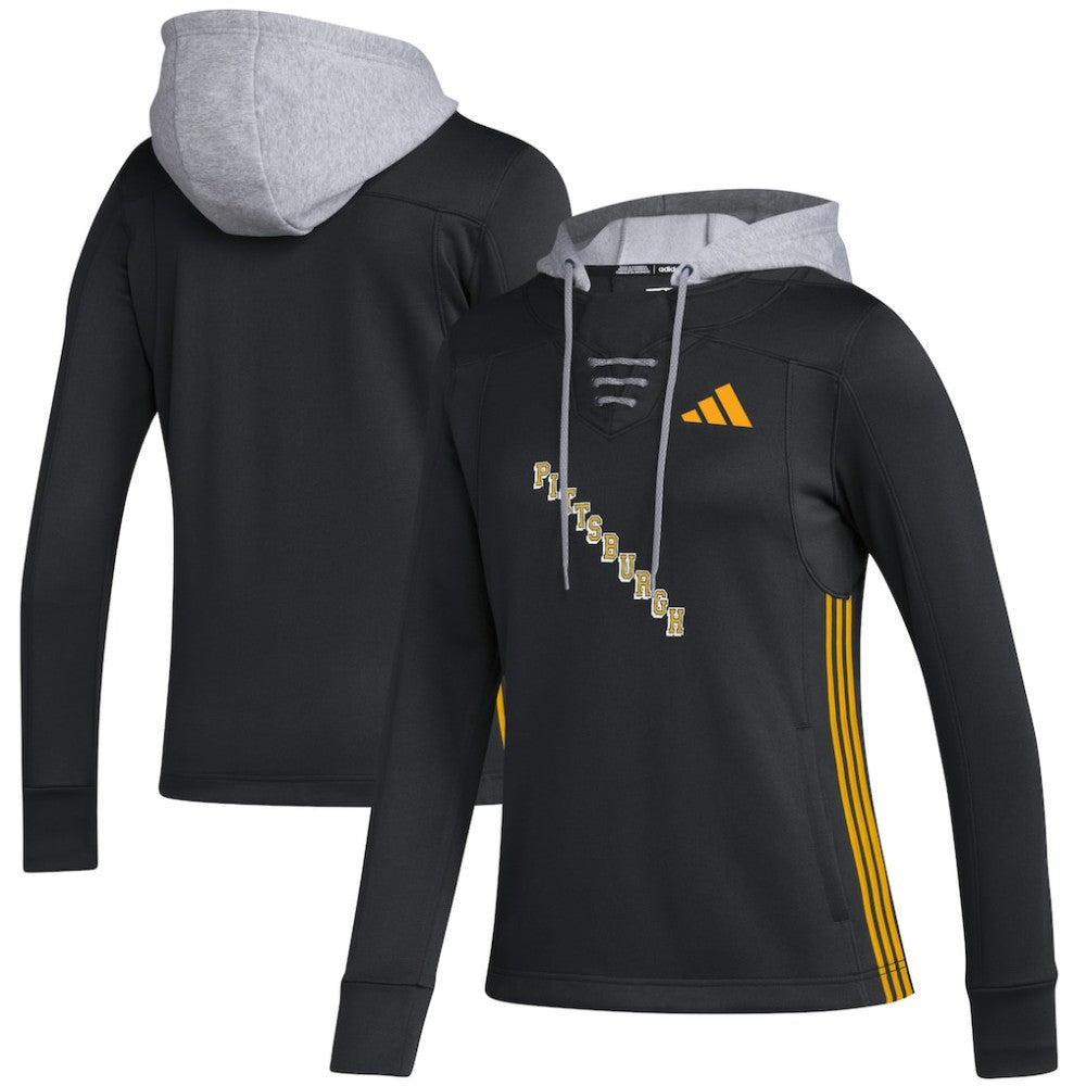 NHL Pittsburgh Penguins adidas Women's Refresh Skate Lace AEROREADY Pullover Hoodie - Black