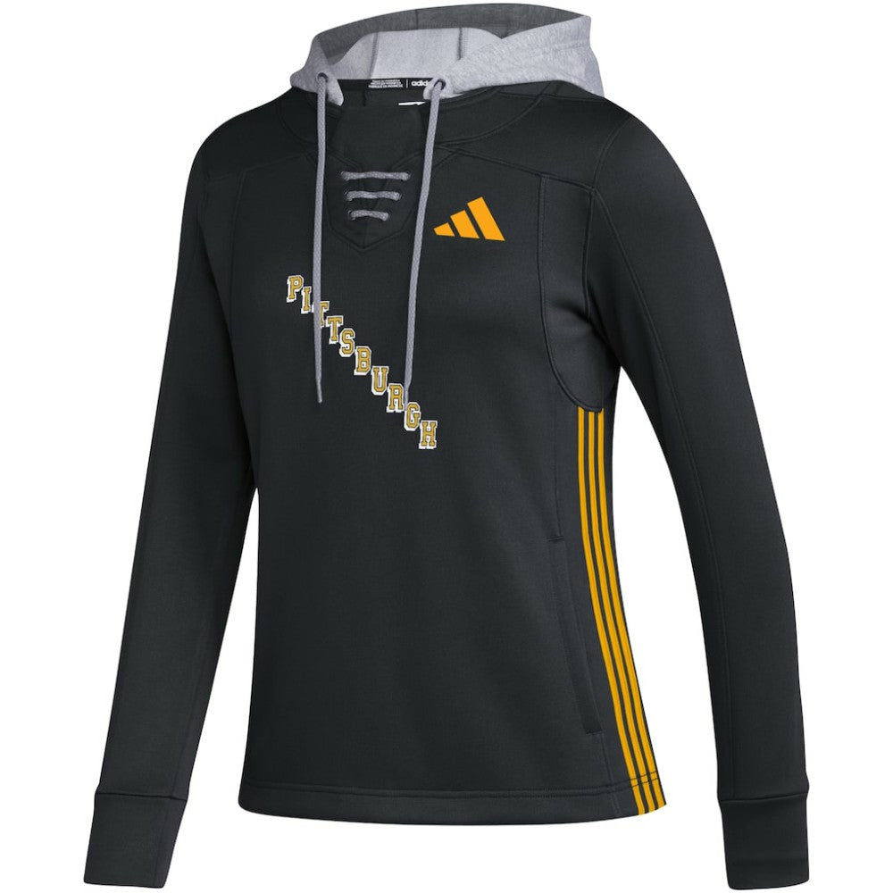 NHL Pittsburgh Penguins adidas Women's Refresh Skate Lace AEROREADY Pullover Hoodie - Black