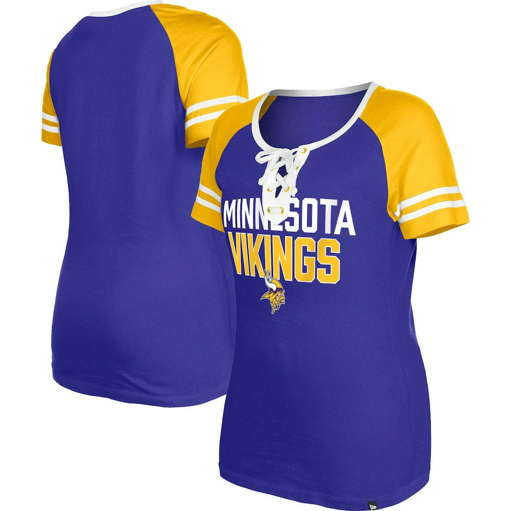 Minnesota Vikings New Era Women's Raglan Lace-Up T-Shirt Purple