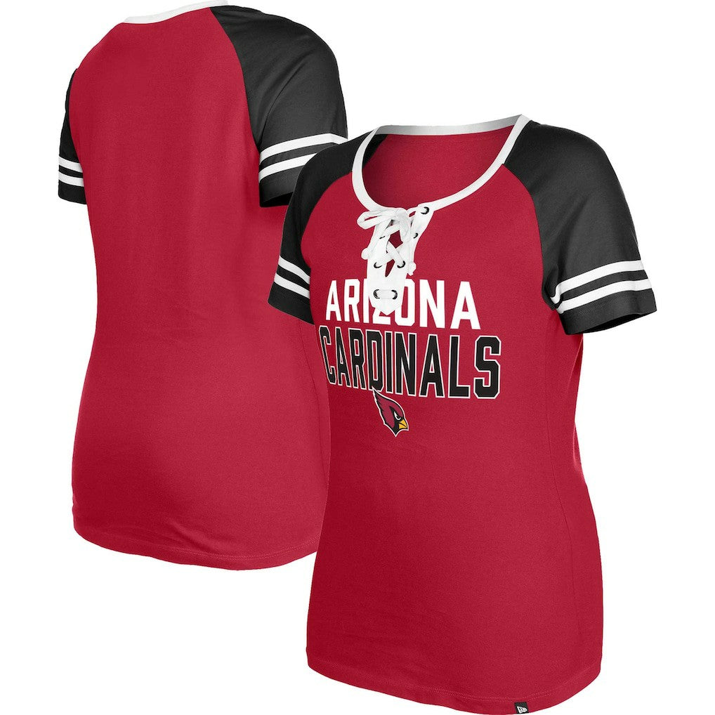 Arizona Cardinals New Era Women's Raglan Lace-Up T-Shirt Cardinal
