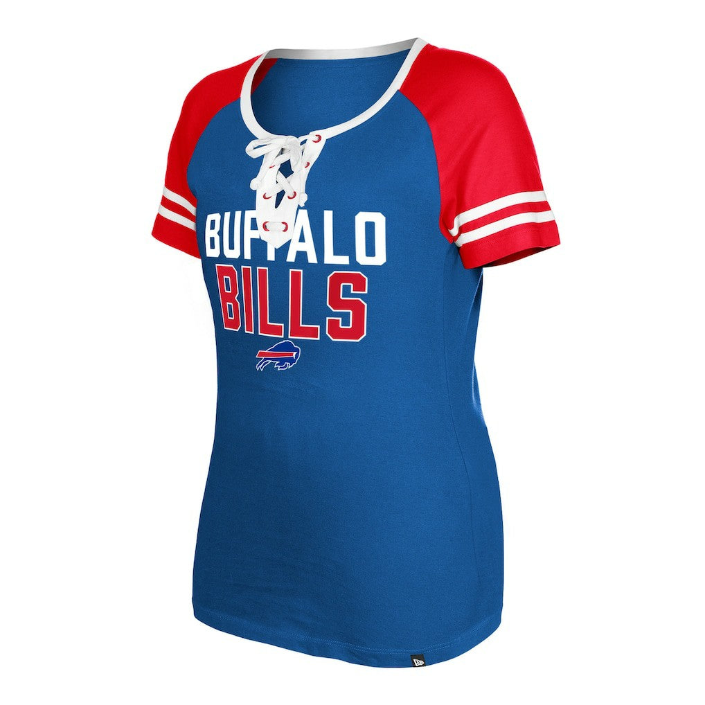 Buffalo Bills New Era Women's Raglan Lace-Up T-Shirt Royal