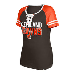 Cleveland Browns New Era Women's Raglan Lace-Up T-Shirt Brown