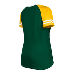 Green Bay Packers New Era Women's Raglan Lace-Up T-Shirt Green