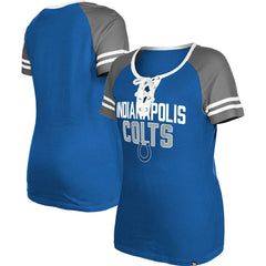 Indianapolis Colts New Era Women's Raglan Lace-Up T-Shirt Royal