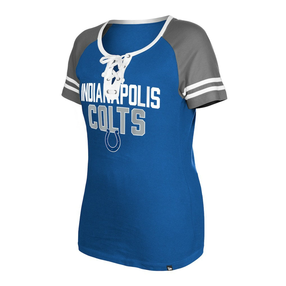 Indianapolis Colts New Era Women's Raglan Lace-Up T-Shirt Royal