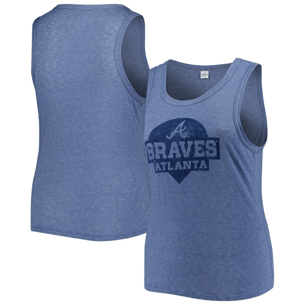 Atlanta Braves Soft as a Grape Women's Plus Size High Neck Tri-Blend Tank Top - Navy Tanks