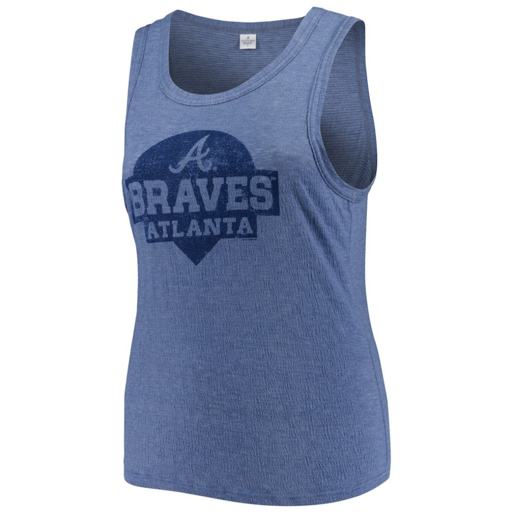 Atlanta Braves Soft as a Grape Women's Plus Size High Neck Tri-Blend Tank Top - Navy Tanks