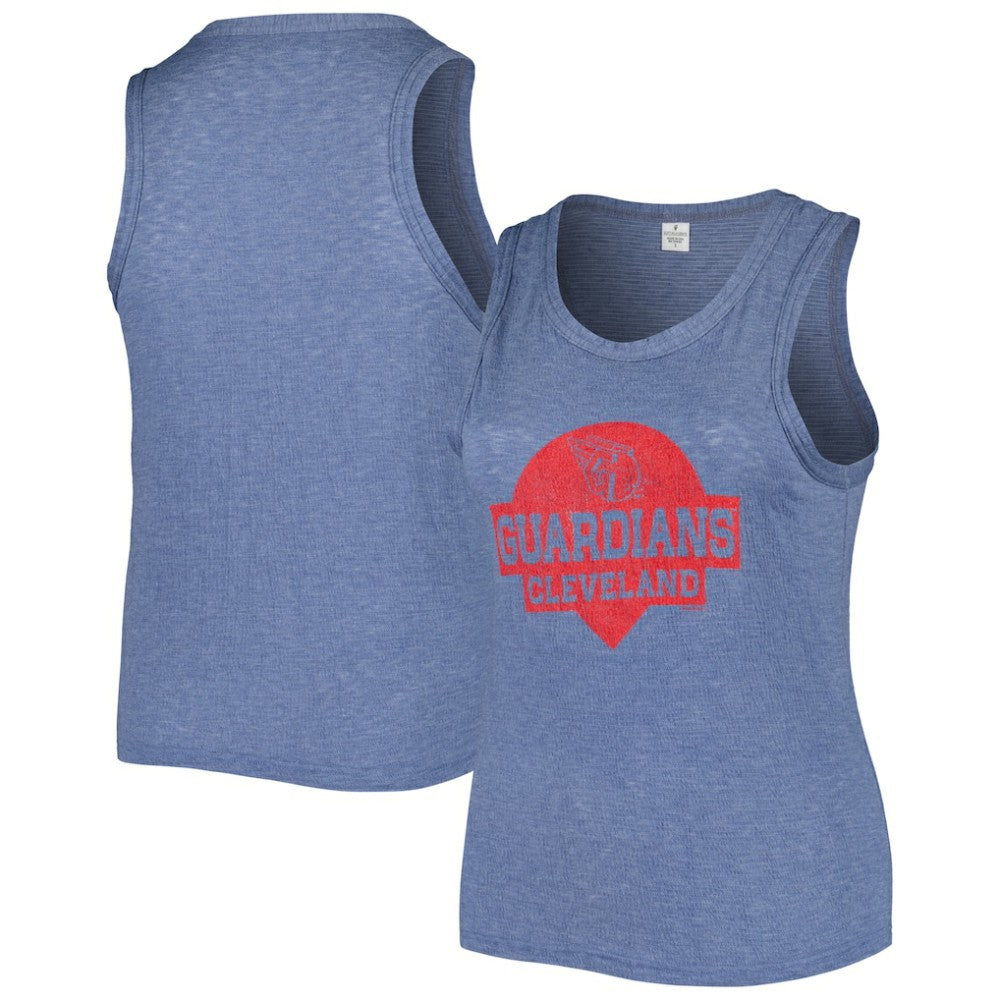 Cleveland Guardians Soft as a Grape Women's Plus Size High Neck Tri-Blend Tank Top - Navy Tanks
