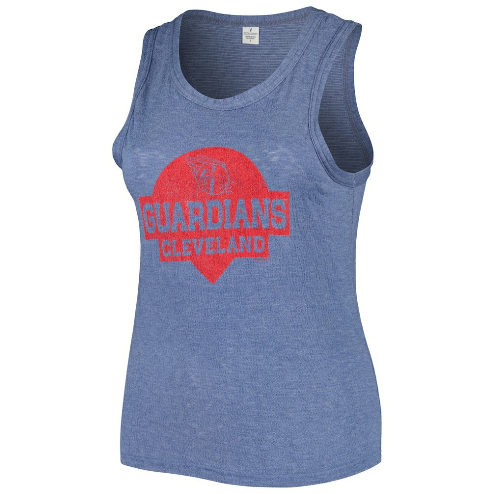 Cleveland Guardians Soft as a Grape Women's Plus Size High Neck Tri-Blend Tank Top - Navy Tanks