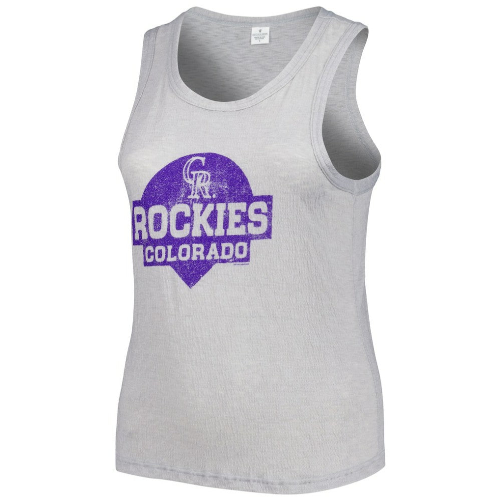 Colorado Rockies Soft as a Grape Women's Plus Size High Neck Tri-Blend Tank Top - Gray Tanks