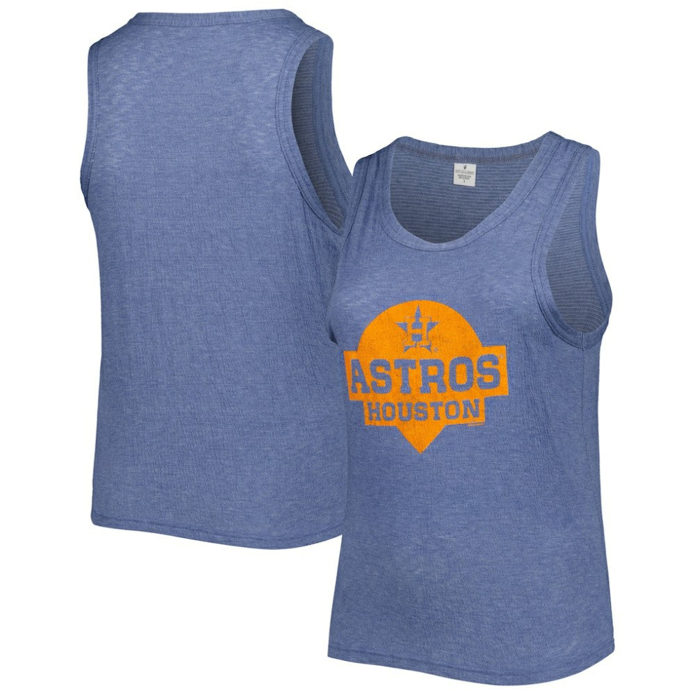 Houston Astros Soft as a Grape Women's Plus Size High Neck Tri-Blend Tank Top - Navy Tanks