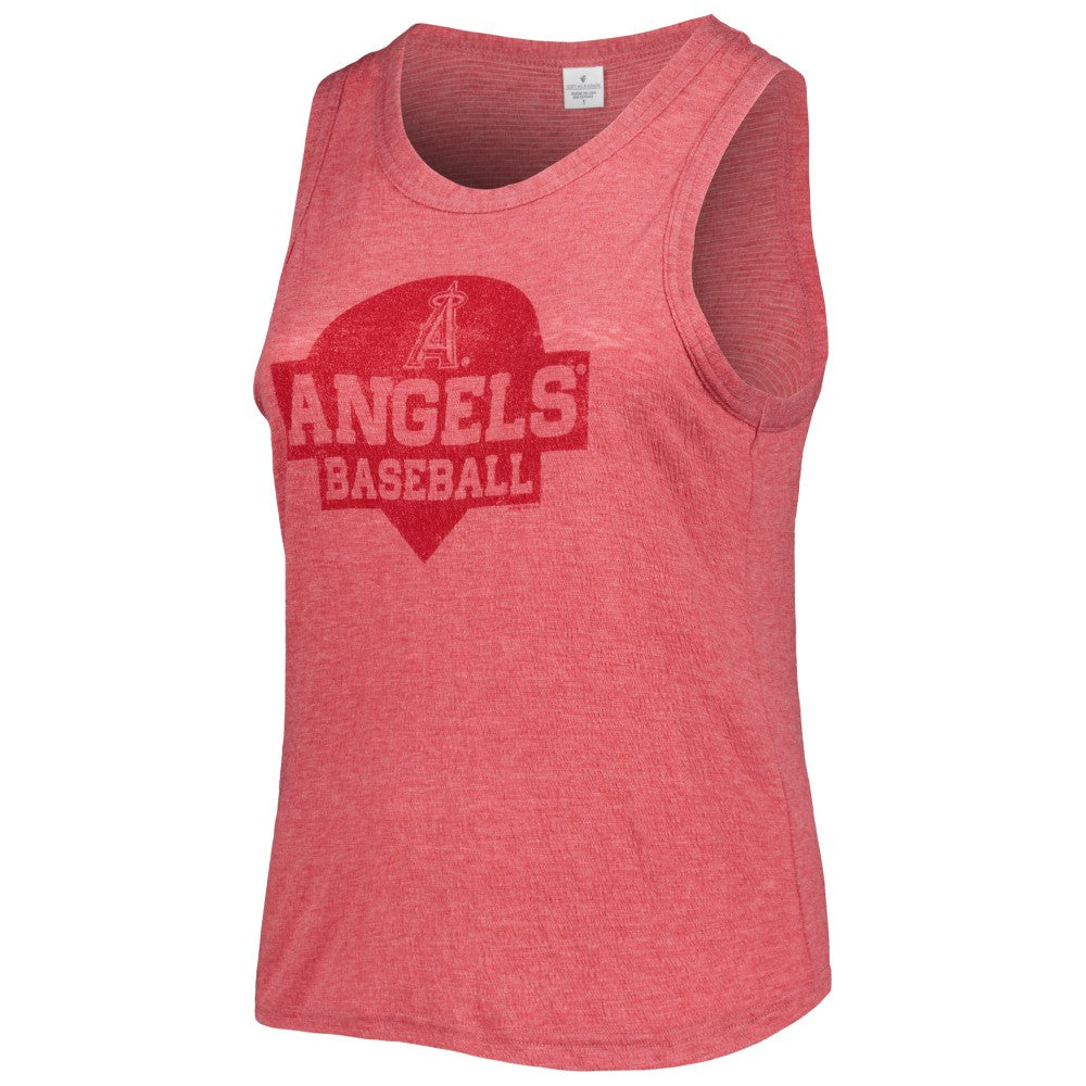 Los Angeles Angels Soft as a Grape Women's Plus Size High Neck Tri-Blend Tank Top - Red Tanks