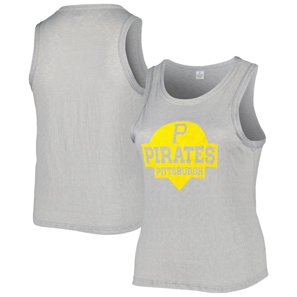 Pittsburgh Pirates Soft as a Grape Women's Plus Size High Neck Tri-Blend Tank Top - Gray Tanks
