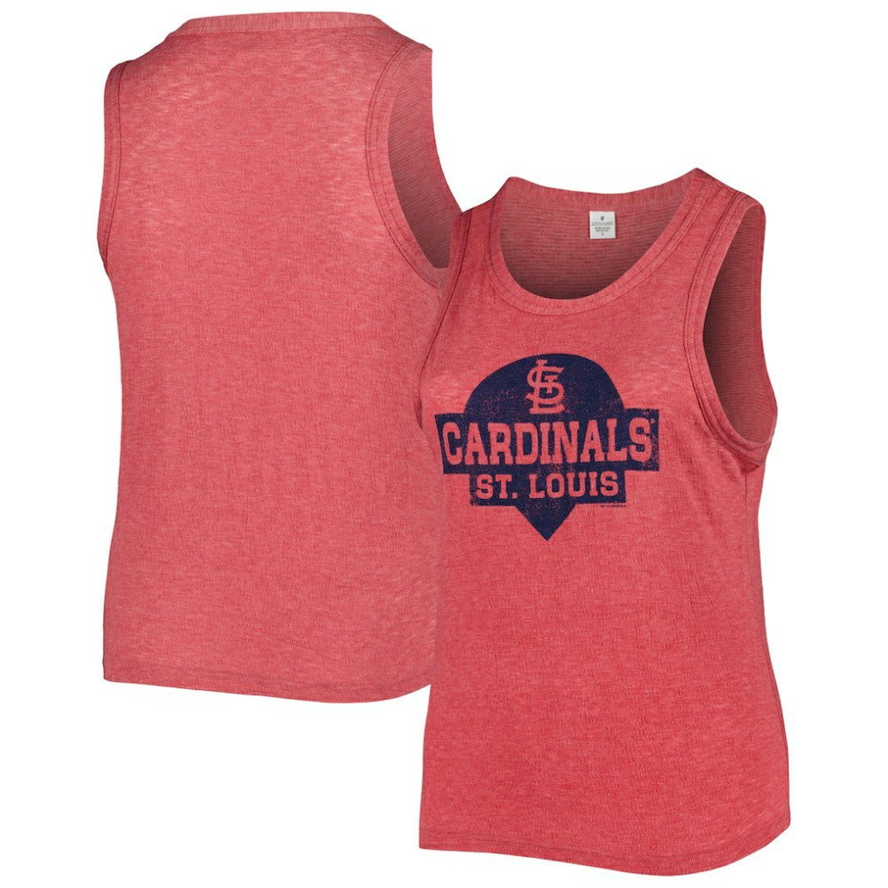 St. Louis Cardinals Soft as a Grape Women's Plus Size High Neck Tri-Blend Tank Top - Red Tanks