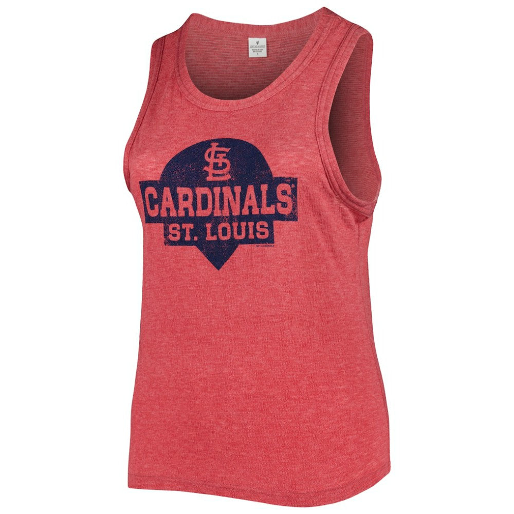 St. Louis Cardinals Soft as a Grape Women's Plus Size High Neck Tri-Blend Tank Top - Red Tanks
