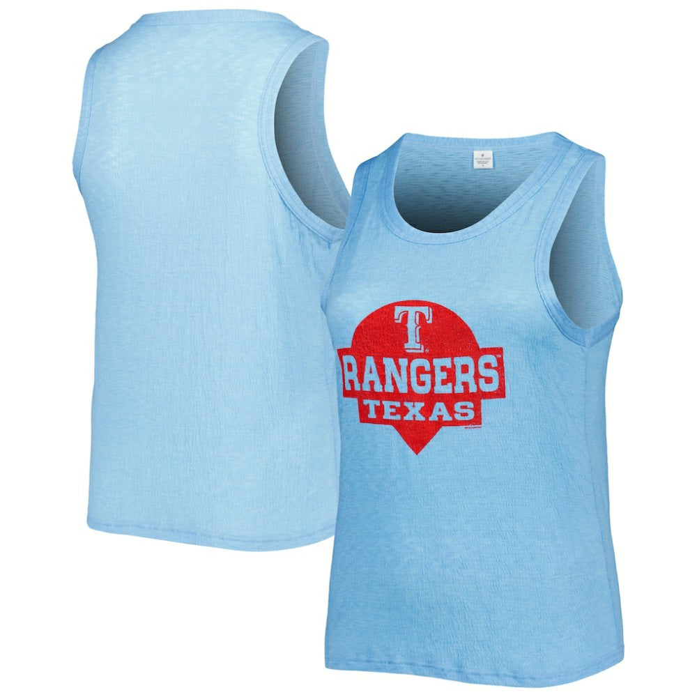 Texas Rangers Soft as a Grape Women's Plus Size High Neck Tri-Blend Tank Top - Royal Tanks