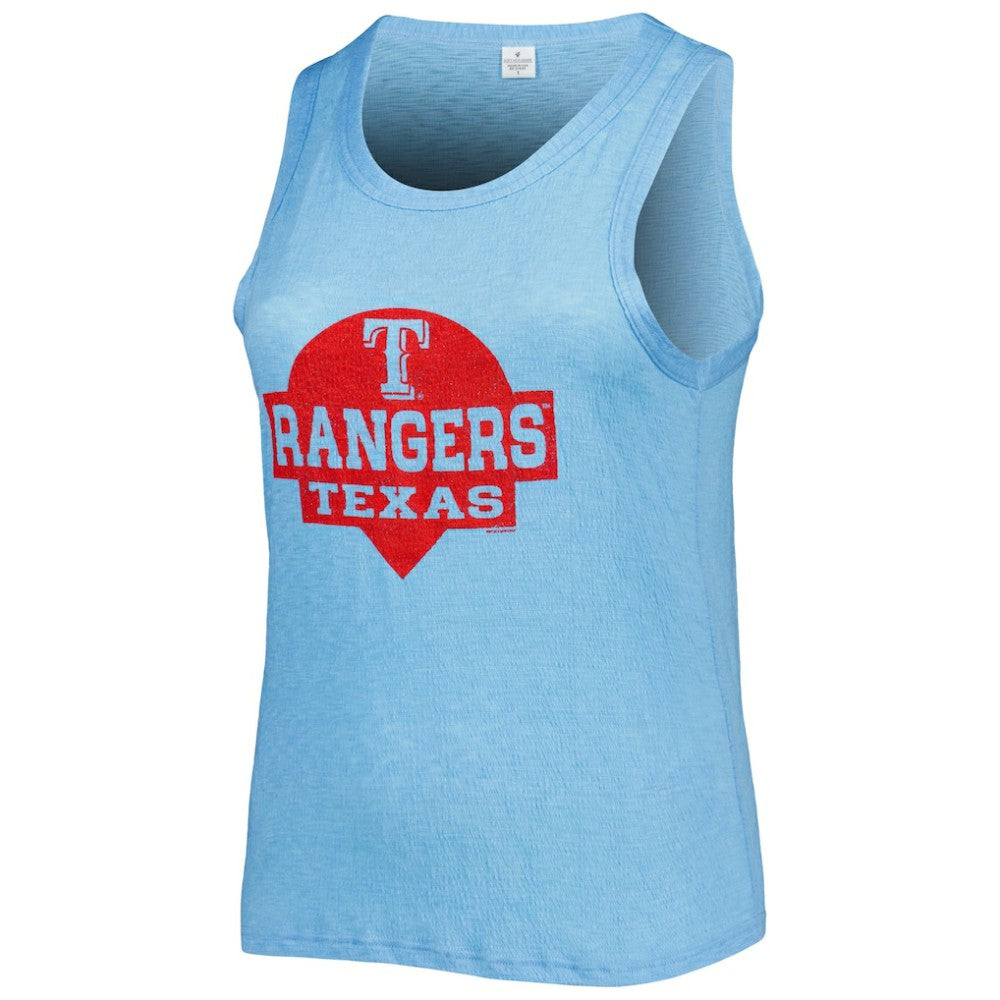 Texas Rangers Soft as a Grape Women's Plus Size High Neck Tri-Blend Tank Top - Royal Tanks