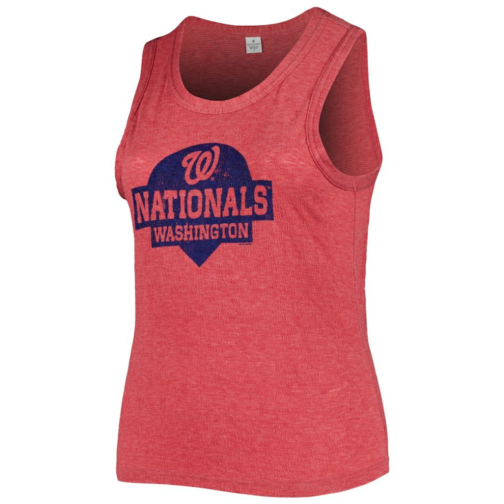 Washington Nationals Soft as a Grape Women's Plus Size High Neck Tri-Blend Tank Top - Red Tanks