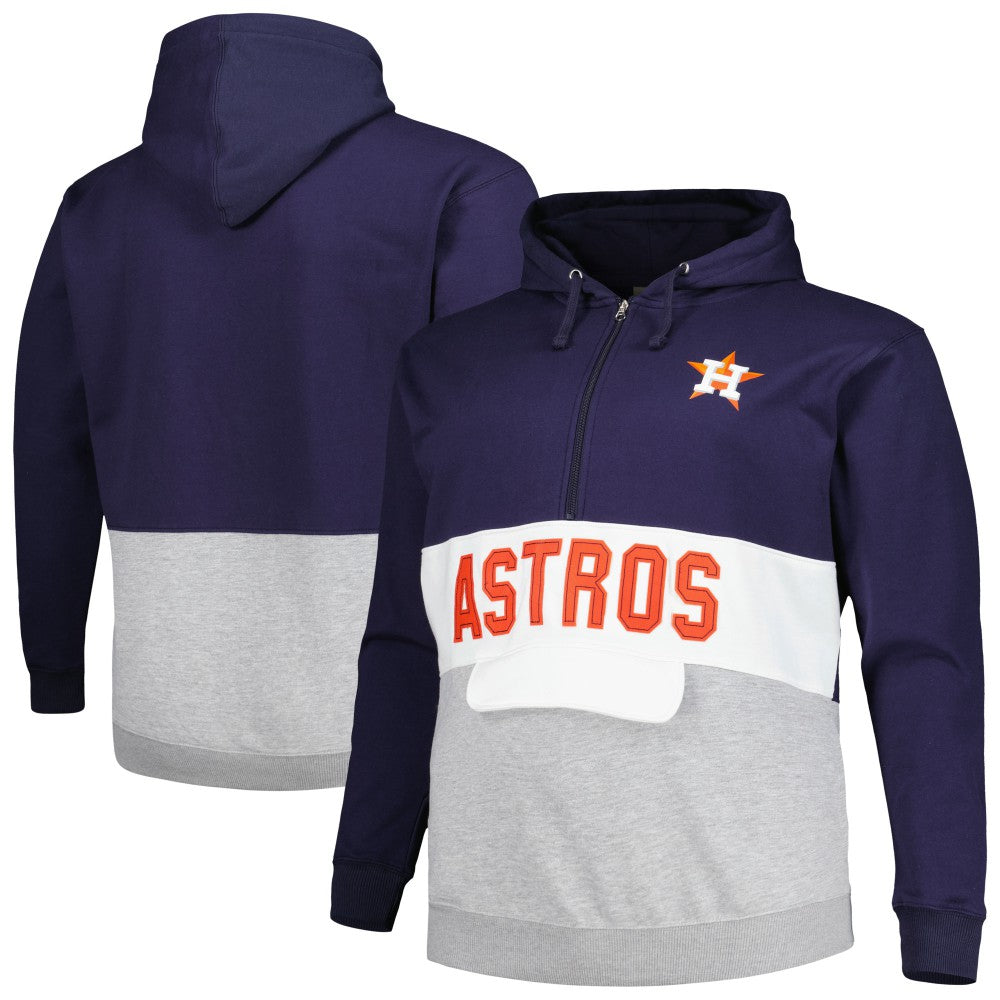 Houston Astros Big & Tall Fleece Half-Zip Hoodie - Navy/White Hoodies