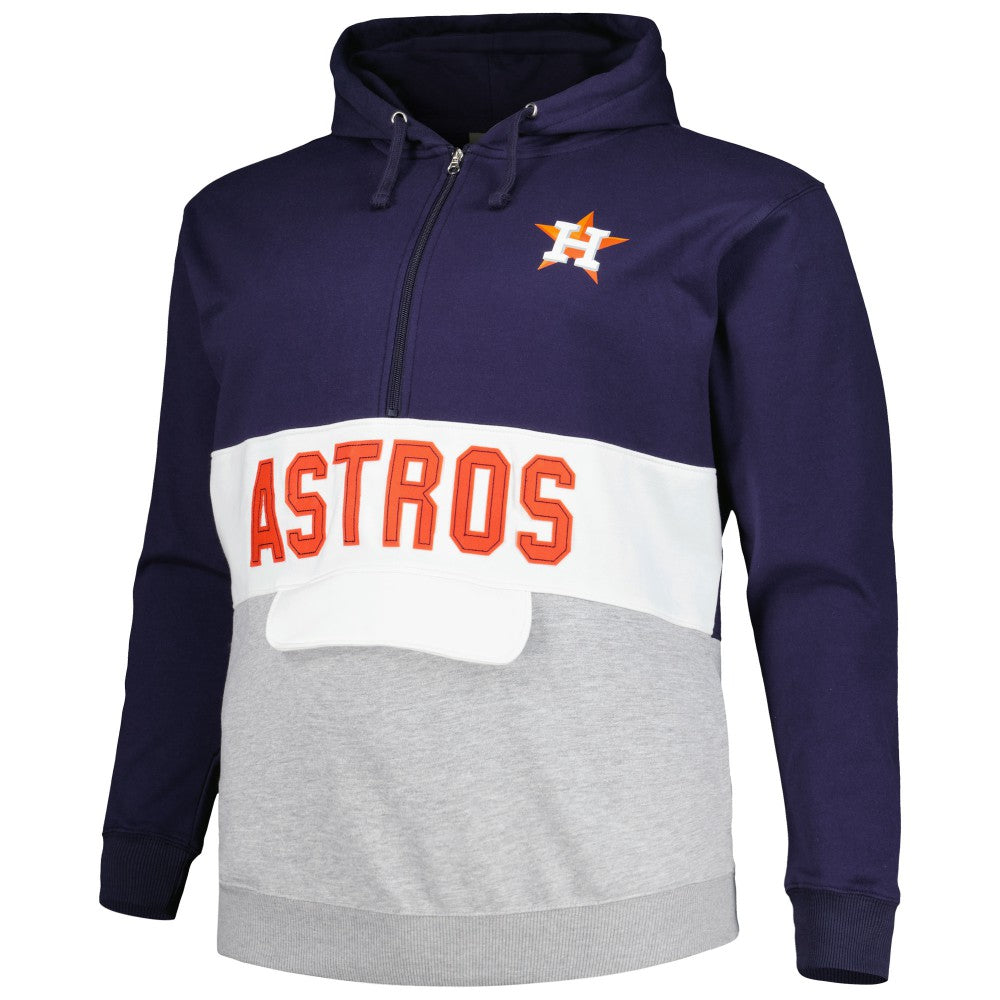 Houston Astros Big & Tall Fleece Half-Zip Hoodie - Navy/White Hoodies
