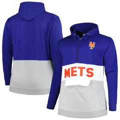 New York Mets Big & Tall Fleece Half-Zip Hoodie - Royal/White Hoodies