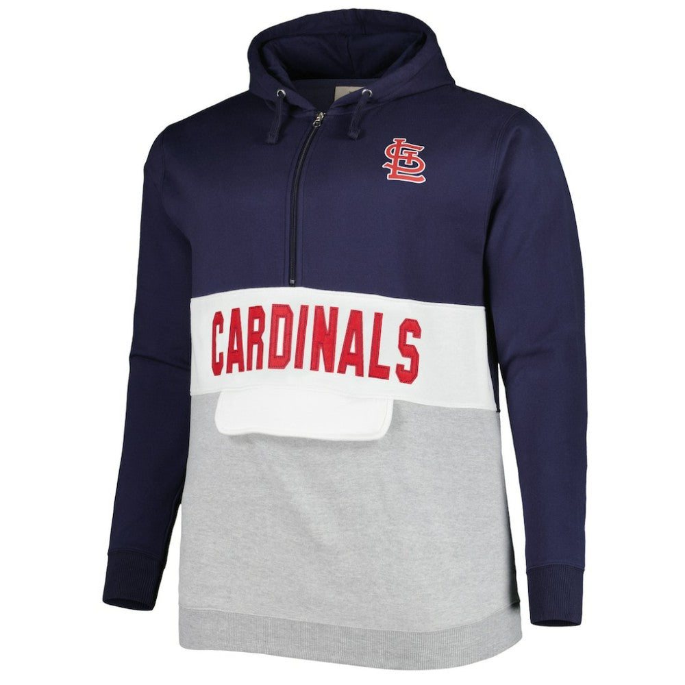 St. Louis Cardinals Big & Tall Fleece Half-Zip Hoodie - Navy/White Hoodies