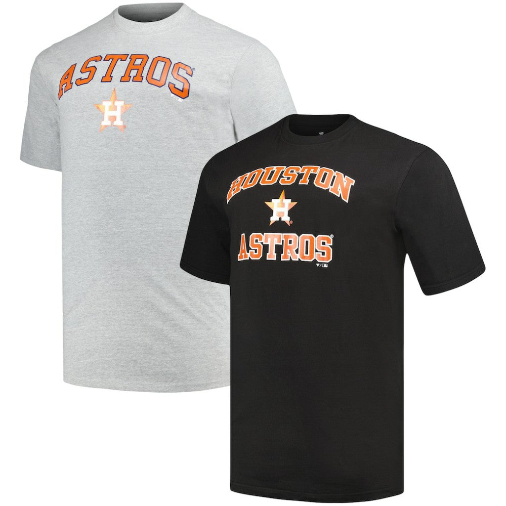 Houston Astros Profile Big & Tall T-Shirt Combo Pack - Black/Heather Gray T-shirts